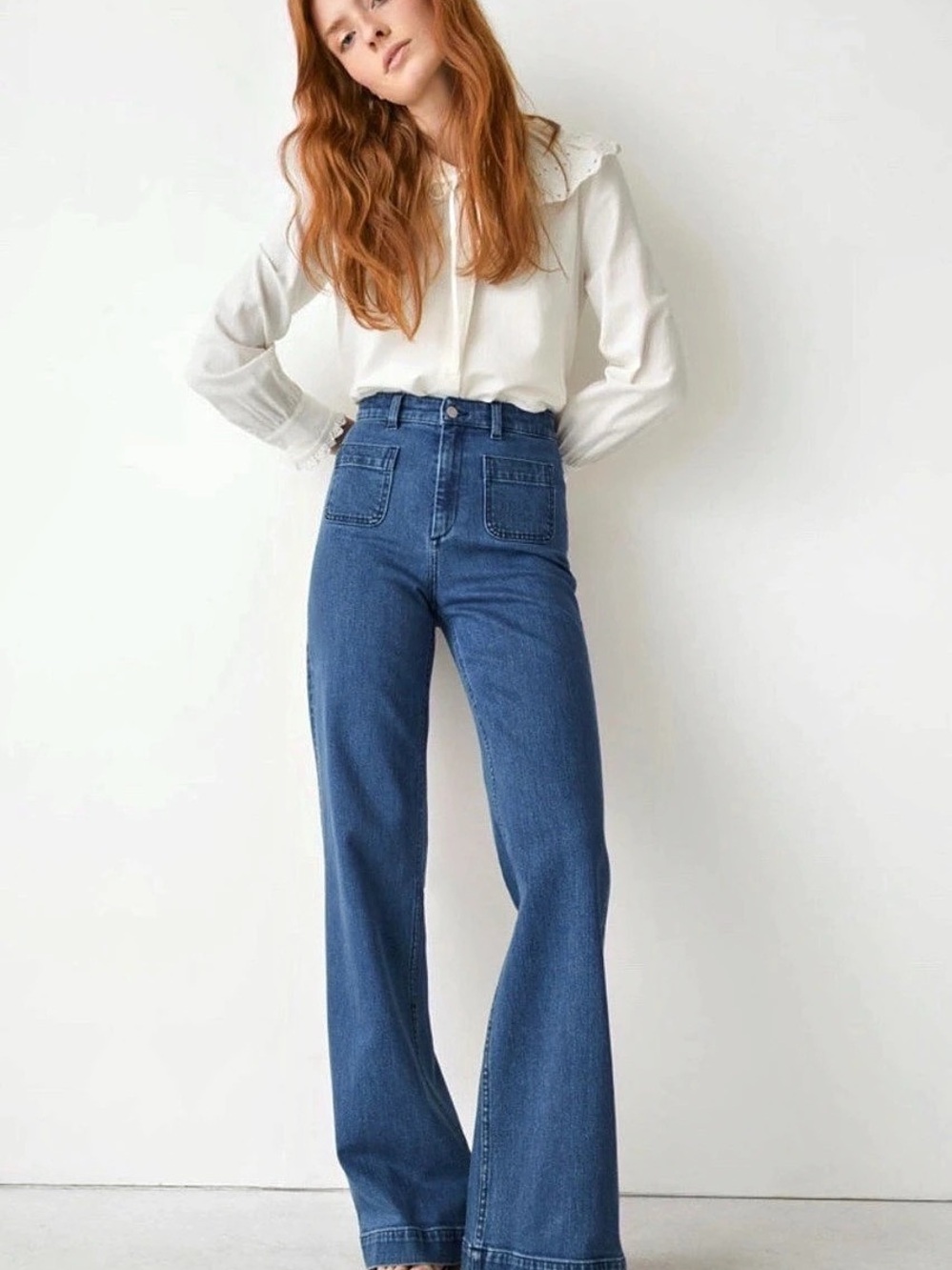 Paris Atelier & Other Stories 70’s Style Wide Leg Jeans in Blue Waist 25